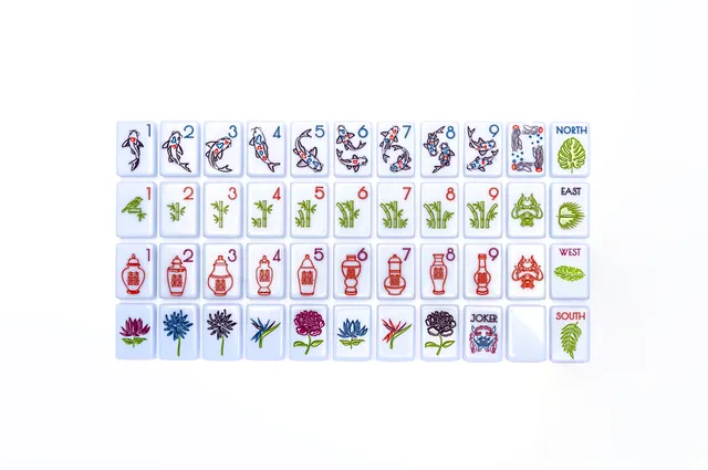 Chinoiserie Breezy Blue ceramic tile set with hand-painted motifs.