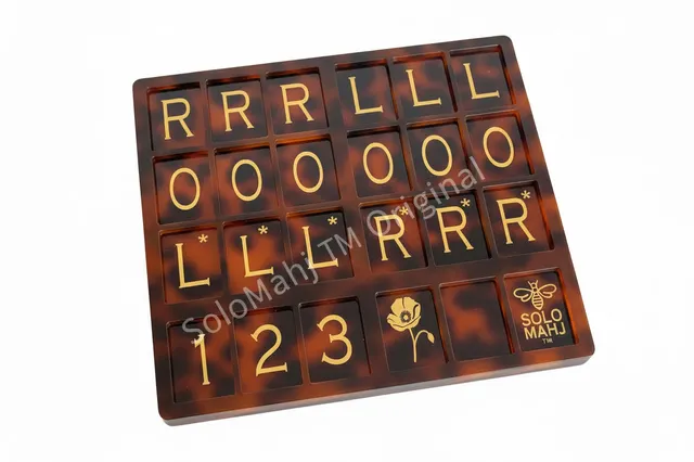 Compact tortoise-toned Solo Mahj Board by Southern Sparrow.