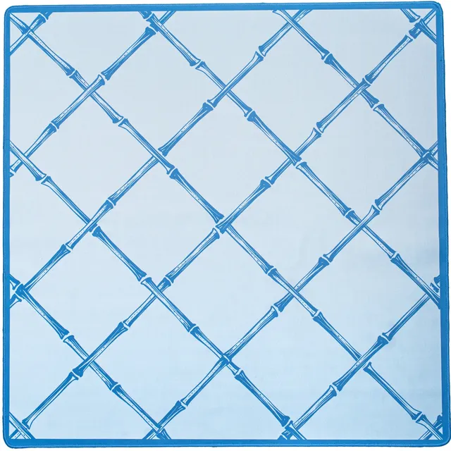 Blue Trellis pattern Mahjong Mat with cushioned, non-slip backing.