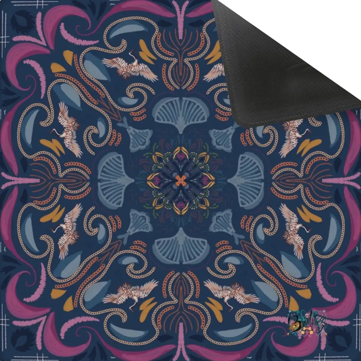 Stitched Herons Collection - Navy