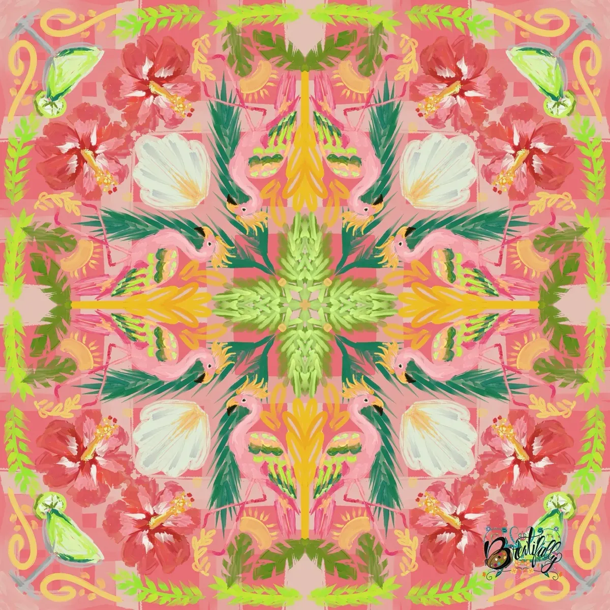 Summer Pink Silken Rug Style Mahjong Mat