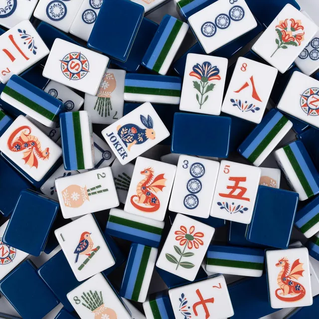 Sweet Jo Jo Designs Folk Navy Tiles in navy and blue by Sweet JoJo Designs