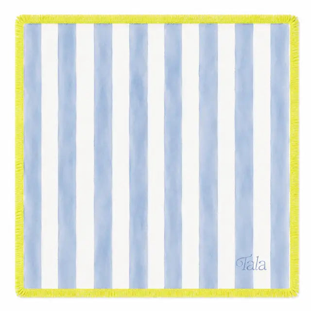Cabana Mat - French Blue & Ivory in pink and green by Tala Mahj