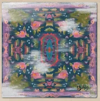 Teal Chartruse Worn Silken Chenille Mahjong Mat