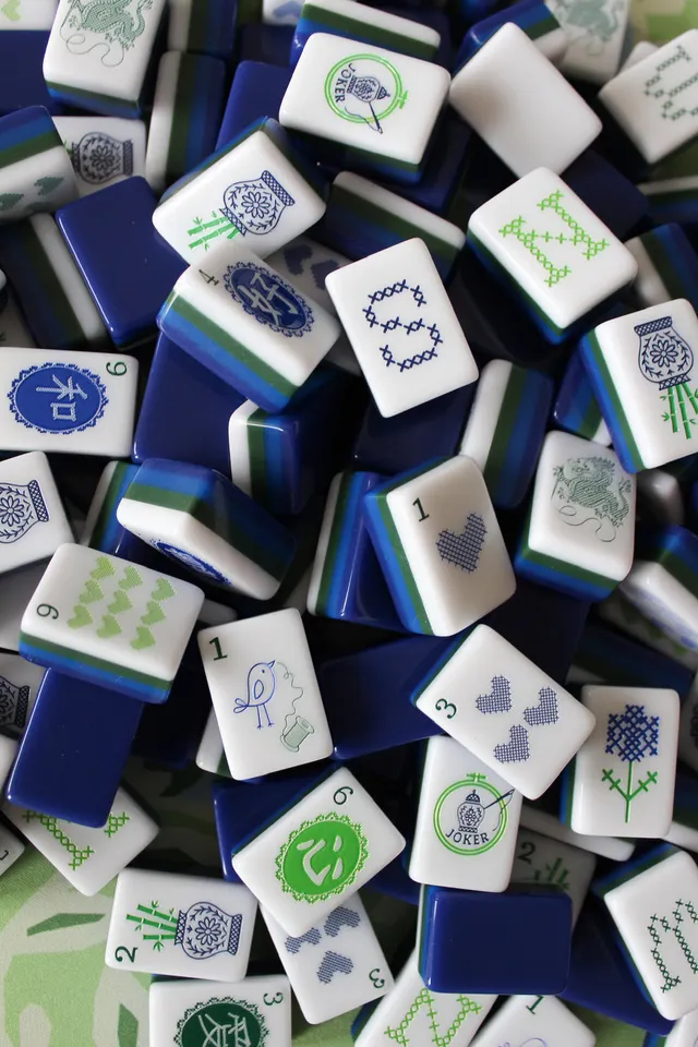 Cheerfully Stitched Tiles in blue by The Daily Cheer