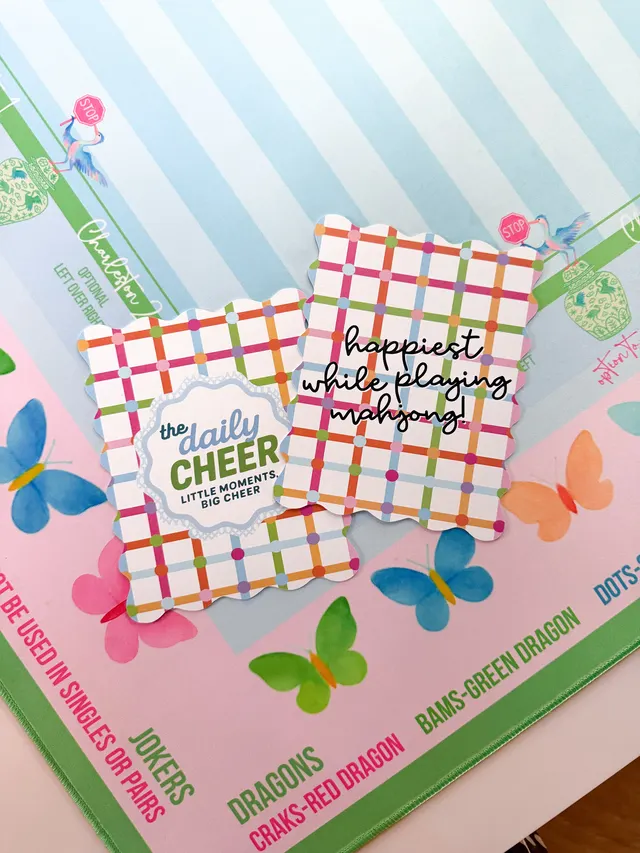 Happiest While Playing Mahjong Shuffle Cards mahjong accessory in red by The Daily Cheer