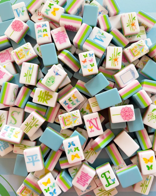 The Everyday Cheer Mahjong Tiles in pink and green by The Daily Cheer