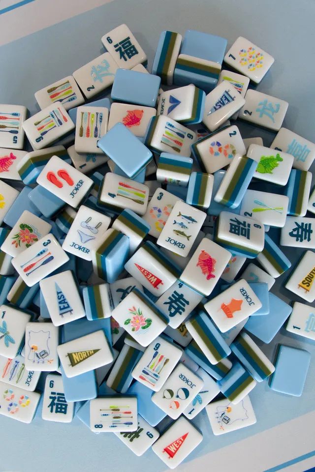Splish Splash Cheer tiles in blue and green by The Daily Cheer