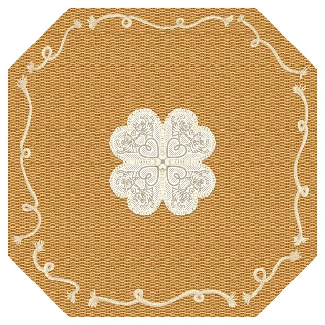 Nantucket Octogon Mat by Tigre De Tartan in tan and cream