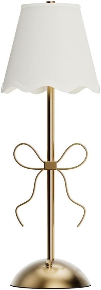 Cordless bow-shaped lamp with curved silhouette and warm glow.