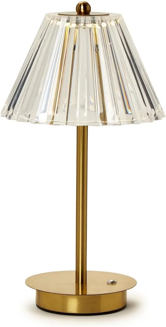 Cordless lamp with clear acrylic shade and slim base