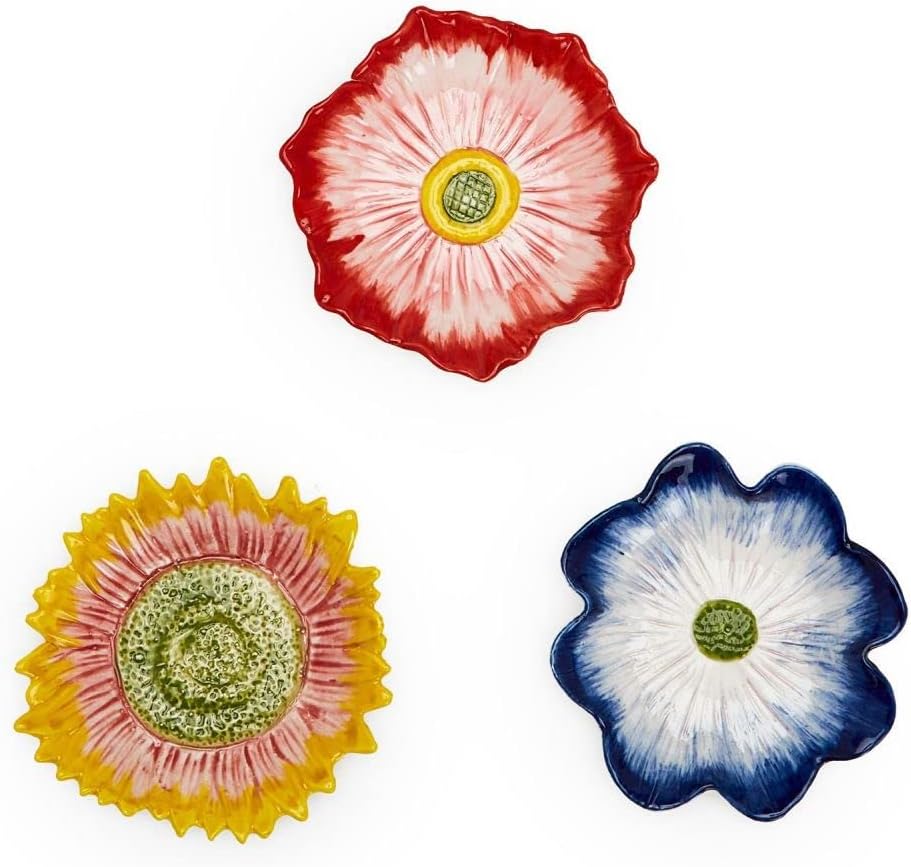 Flower Trinket Tray Set of 3 mahjong accessory in multi by Twos Company