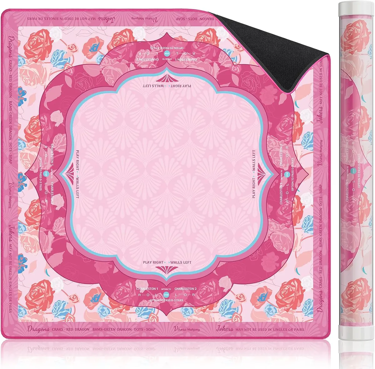 Virora Pink Floral Mahjong Mat in pink by Virora Mahjong