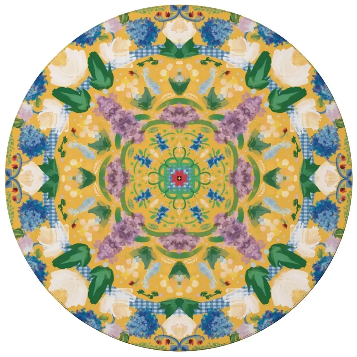 Yellow Secret Garden Round Mat